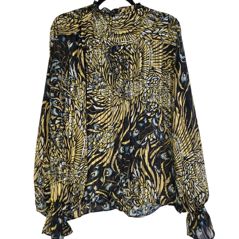WHBM Women Size XL Elegant Silky Tunic Print Women's Blouse NWT - Picture 4 of 12